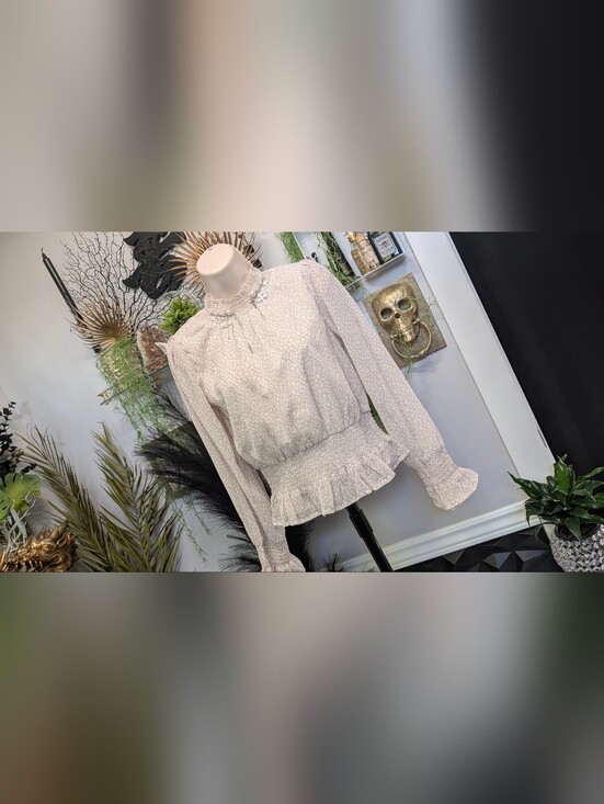 Japra Tops - Japra Sheer Cheetah Print Blouson Blouse SM